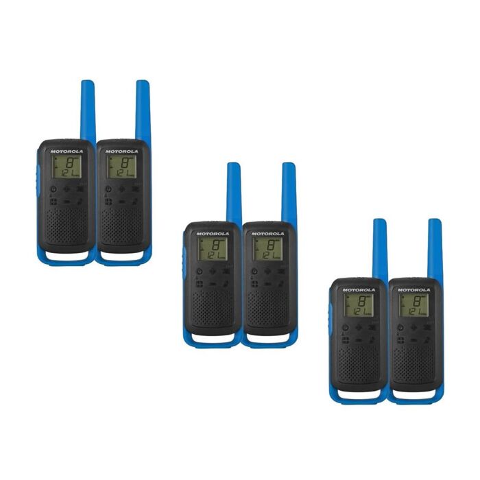Motorola Walkie Talkie T62 Radio Six Pack - Blue